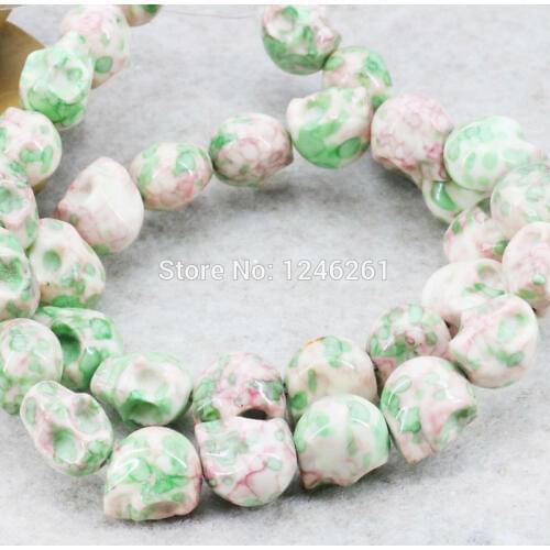 Special Multicolor Riverstones Rainbow Semi-precious Stone Skull For Women Girl Ornaments 12mm Loose DIY Beads Jewelry Making