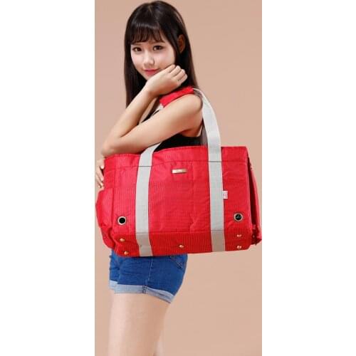 Red Dot Dog Carrier Purse Pet Travel Bag Cat Portable Handbag Soft Sided Tote with Fleece Pads for Small Pets