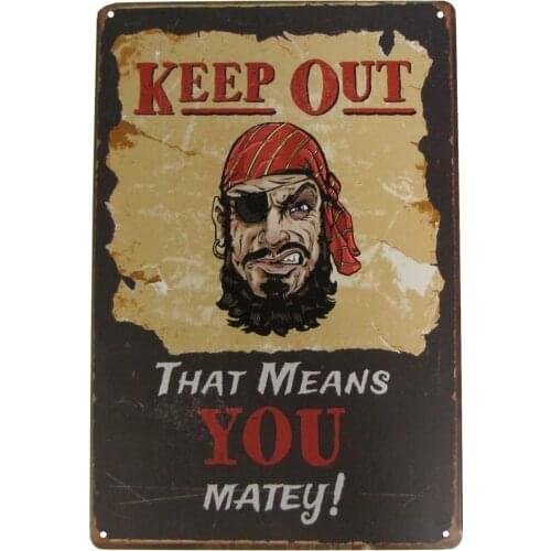 Tg,LLC treasure gurus funny pirate keep out matey - metal warning sign, gurus design