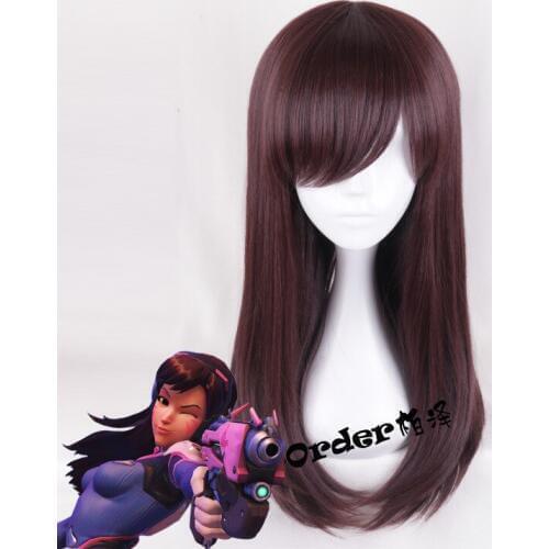 High Quality D.Va Cosplay Wig O W 0verwatch Heat Resistant Synthetic Hair Perucas Cosplay Wig + Wig Cap