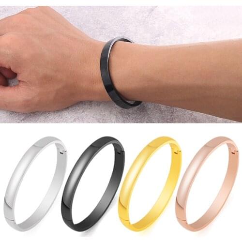 Gothic Jewelry Width 4mm 6mm 8mm 10mm Hard Bangle Womens Hand Bangle Stainless Steel Jewelry Bracelet For Men Hand Decoration