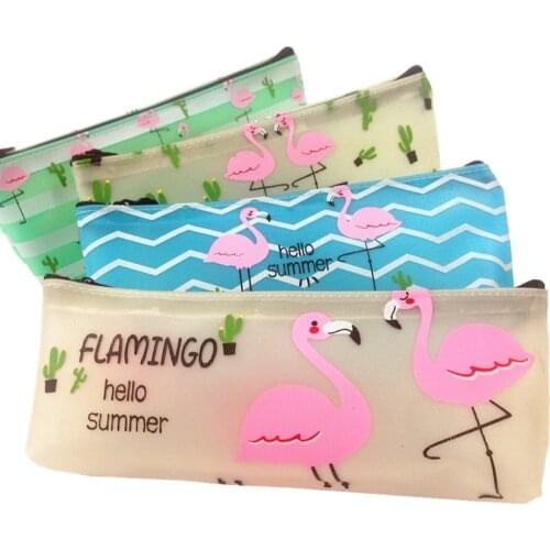 1pcs/lot Pink Flamingo Pencils Pouch Stationery School Pen Case Supplies Bag School