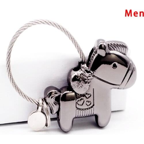 1Pcs Women Men Christmas Gifts Cute Kiss Horse Couple Keychain Horse Key Holder Keyring Sweet Kiss Horse Couple Keychain