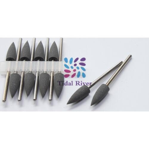 10pcs/set 2.35mm Professional Silicone Rubber Burs Dental Polishers Diamond Rubber Burs Shank Black Coarse Dental Tool