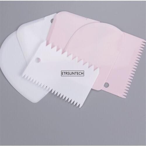 100Set Cream Dough Scraper Pasty Cutter Slicer Spatula for Cake Cream Dough Fondant Irregular Teeth Edge Scraper Baking Pastry