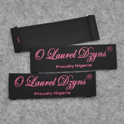 1000pcs/lot customized design polyester satin garment labels/clothing labels/silk screen printed label tag one color PL-001-1