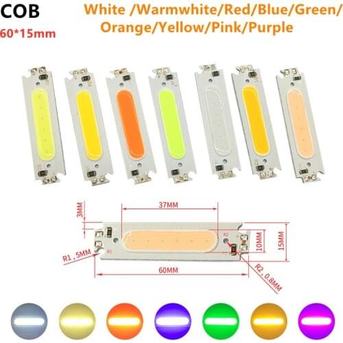 12V 2W LED COB plane light source lamp bead White Orange Yellow Red Green Blue Purple 60*15mm long strip Aluminum LED chip Board