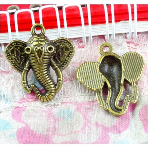 20pcs Charms elephant 27.4*24.7MM Antique Bronze Plated Pendant Findings Accessories DIY Vintage Choker Handmade Jewelry