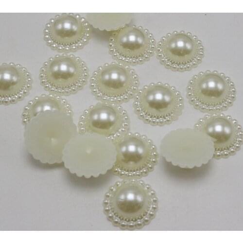 200 Ivory Acrylic Flatback Flower Pearl 10mm Scrapbook Craft