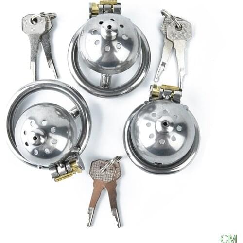 3Sizes Prison Bird 304 stainless steel Male Chastity Device Super Small Short Cock Cage with Stealth lock Ring Toy