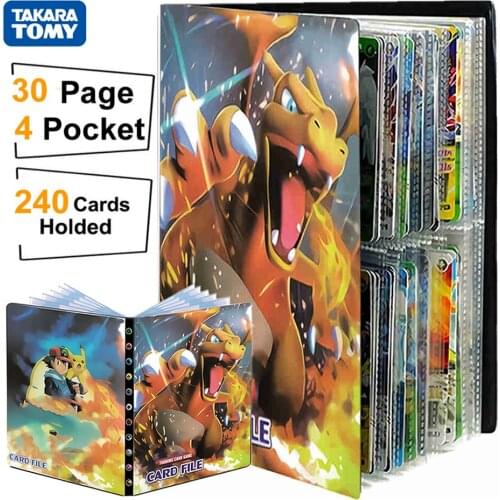 4 Pocket 240 Card Pokemon Album Book Playing Game Map Holder Anime Livre Pokémon Charizard Collector Folder Binder Kid Toy Gift