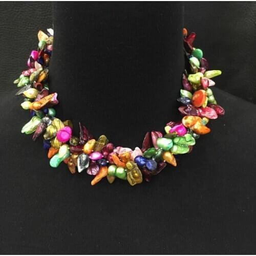 Bohemia natural fresh water pearl necklace Multi color accept order any lenth beach style fashion women jewelry