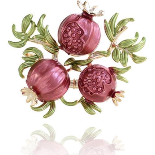 Young Tulip Red Color Enamel Pomegranate Brooches Unisex Fruit Pins Summer Design Fashion Accessories Women And Men Jewelry New