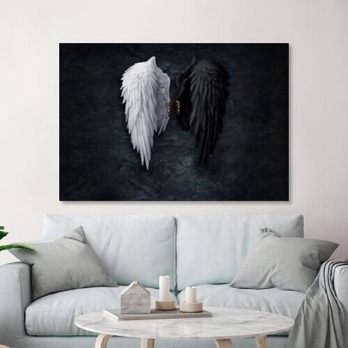 Black And White Angel Wings Canvas Paintings On The Wall Art Pictures Abstract Canvas Art Wall Posters And Prints For Home Decor