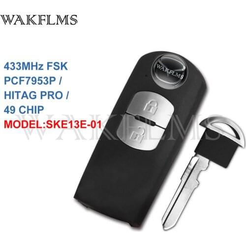 For Mazda CX-3 CX-5 2 3 Hatch 6 Wagon 2012 2013 2014 2015 433MHz PCF7953P ID49 Chip Keyless Entry Smart Car Remote Key SKE13E-01