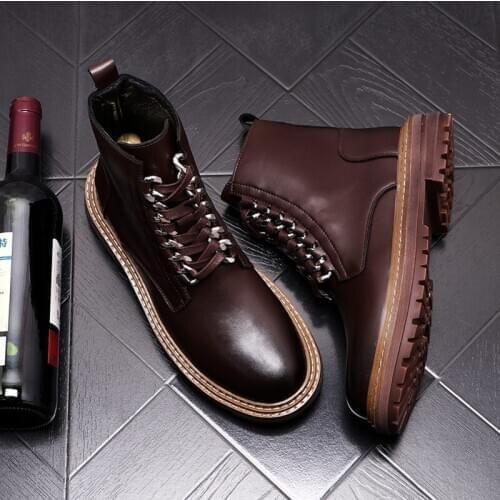 ERRFC Hot Selling Luxury Mens Brown Ankle Boots Winter Work Safety Motorycycle Shoes Fashion Trending Leisure Shoes Warm 38-43