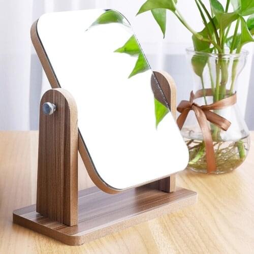 L106 European Makeup Mirror Wood Bathroom Accessories Standable Desktop Decoration Mirror High Clear Standing Cosmetic Dresser