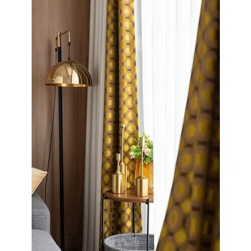 Custom curtain Nordic modern Light luxury livingroom Splicing Circle Beige gold shading bedroom blackout curtain drape M914