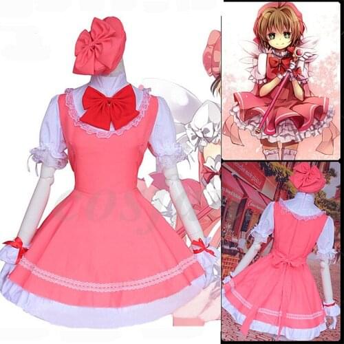 Cardcaptor Sakura Cosplay Lolita Maid Dress Sakura Card Captor Sakura Kinomoto Cosplay Japan Uniform Anime Costume in stock