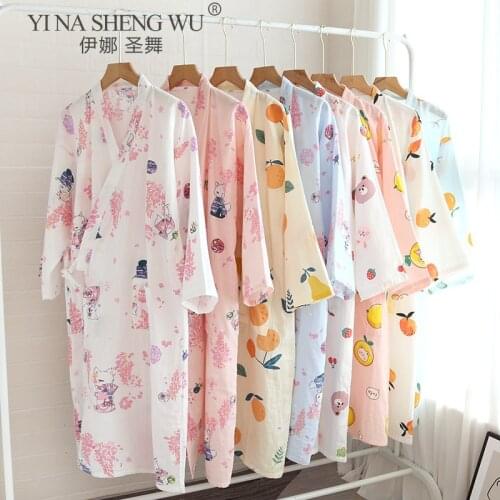 Japanese-style Kimonos Spring and Summer News Ladies Thin Nightgown Bathrobe Robe Home Service Pajamas Fresh Women Night Dress