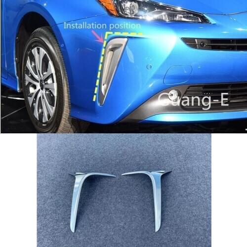 Car Body ABS Chrome Cover Trim Front Head Fog Light Hoods Lamp Frame Stick Part 2pcs For Toyota Prius 2019 2020
