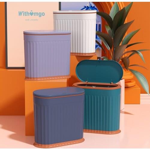 Kitchen Trash Can 12L Push-type Trash Can Cute Kitchen Large-capacity Trash Can Toilet Paper Basket with Lid Toilet Paper Basket