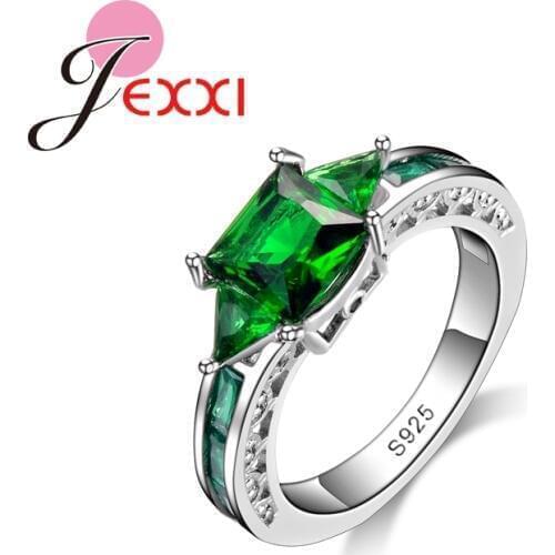 Hot Selling Green Rings 925 Sterling Silver Party Rings Brand Design Women Engagement Wedding Ring Gift