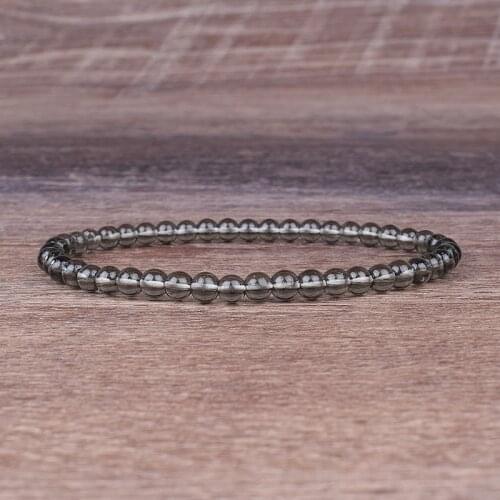 4mm 6mm Mini Smoky Crystal Bracelets Women Natural Beads Energy Bracelet Yoga Meditation Men Bracelet Friendship Couples Jewelry