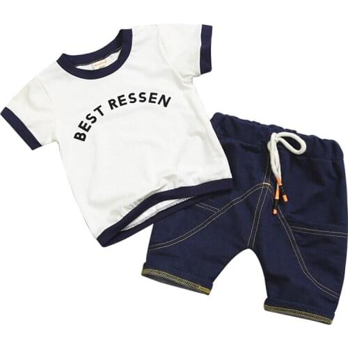 Fashion Summer Children Boys Girls Clothes Kids Cotton Letter T-Shirt Short 2Pcs/Sets Toddler Clothing Sets Infants Tracksuits