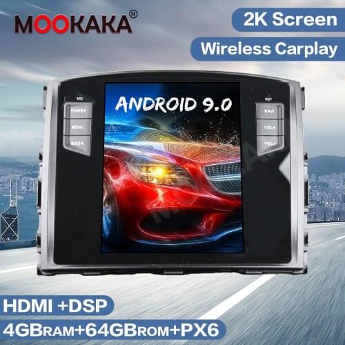 Tesla Style Android 9.0 4GB+64GB Car GPS Navigation Radio For MITSUBISHI Pajero V97 2006-2012 Auto Multimedia Player Stereo Unit