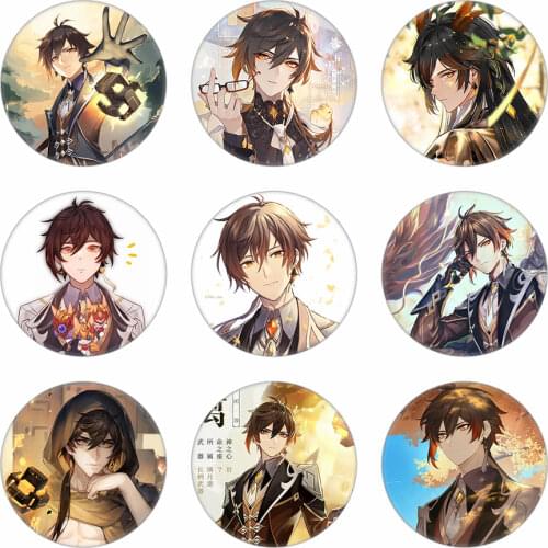 Cartoon Game Genshin Impact Badges Anime Pins Zhongli Figures Clothing Accessories Cool Backpack Decorations Brooches Boys Girls