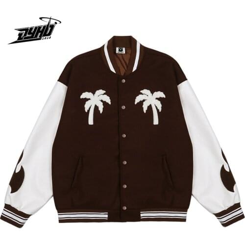 Hip Hop Men Bomber Jacket Motorcycle Embroidery Leather College Jacket 2021 Fashion Casual Varsity Jacket Unisex Baseball Coats