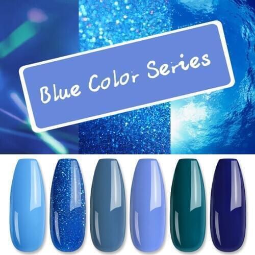 UR SUGAR 7.5ml Gel Nail Polish Set 6PCS Nail Kit Set Dark Blue Green Semi Permanent UV Nail Base Top Coat for Nail Art Design