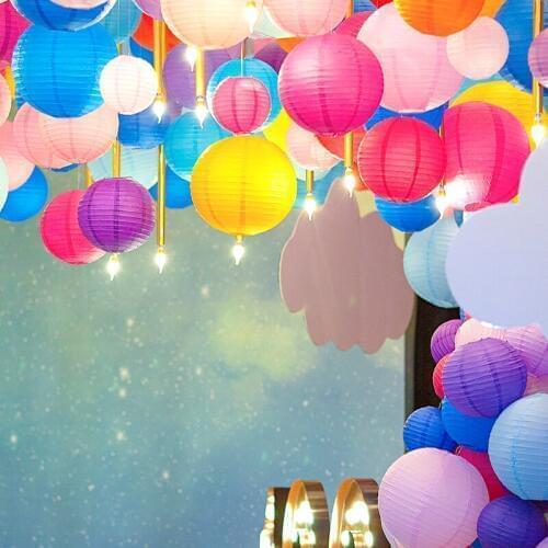 New 5Pcs/lot 4''10cm Chinese Round Paper Lanterns Lamp DIY Wedding Christmas Classical Paper Lantern Crafts Decoration Supplies