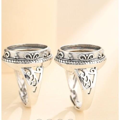 12*16mm 925 STERLING SILVER mens Semi Mount Bases Blanks base blank Pad VINTAGE ring Setting set jewelry (without stone) A5458