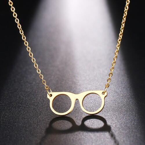 DOTIFI Stainless Steel Necklace For Women Man Fashion Glasses Style Gold And Silver Color Pendant Necklaces Engagement Jewelry