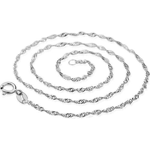 925 Sterling Silver Water-wave Chain Necklace Women Jewelry kolye collares S-N30 (Diameter 1.5mm)