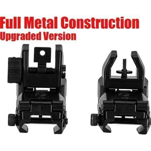 MP Back-Up Front and Rear Folding Sights Full Metal Construction Hunting Flip Up Sight for M4 AR15 fit Picatinny Rail
