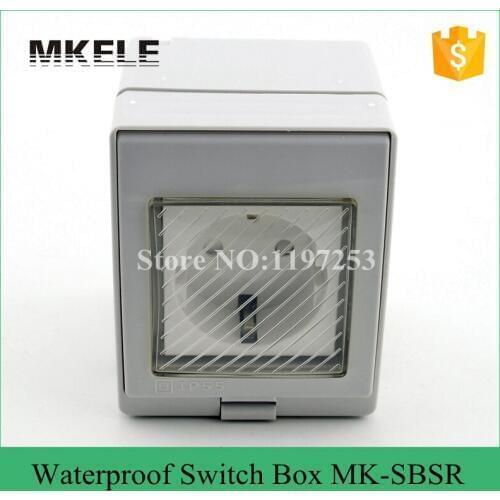 MK-SBSR Germany standard plastic box wall mount plastic box wall mount, IP65 Weatherproof Electric pvc outdoor socket