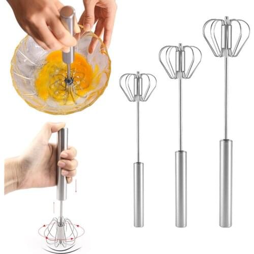 10/12/14 Inches Semi Automatic Egg Beater Stainless Steel Manual Turning Whisk Cream Mixer Stirrer Kitchen Baking Accessories
