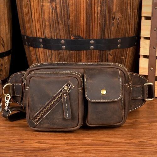 Genuine Leather waist pack Men bag Belt fanny pack women phone money bum heuptas male women bag waist pouch bag Riding pouch