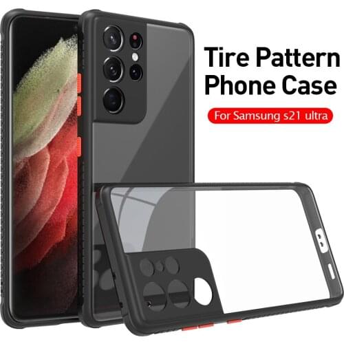 Tire Pattern Shockproof Clear Case For Samsung Galaxy S21 S20 ultra fe S10 plus Note 20 10 Texture Frame Case Camera Protection