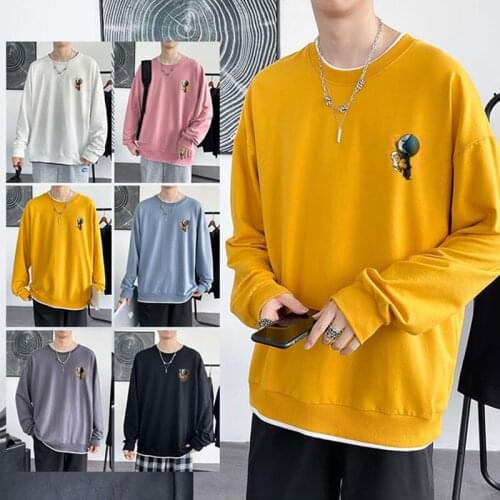 Qisvanset 2021 Fake Two Dresses Mens Sweater Long Sleeve Cotton Pattern DANGER Design Lovers Unisex Loose Hoodie