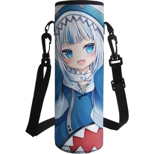 Gawr Gura Hololive Printed Sports Water Bottle Case Insulated Bag Neoprene Pouch Holder Sleeve Cover Carrier for Mug Bottle Cup