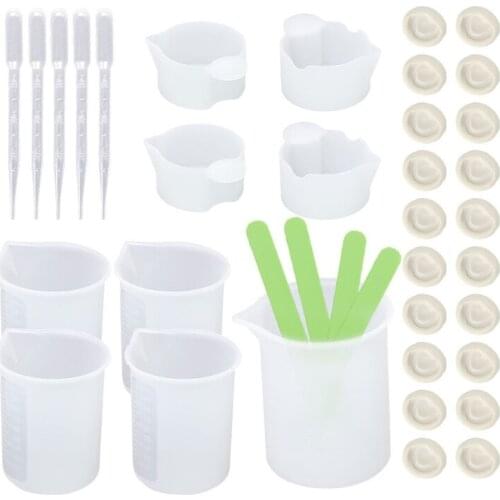 Resin Measuring Cup Tool Kit 100ml Measuring Cup Silicone Stick for Epoxy Resin Mixed Jewelry Making Easy to Clean