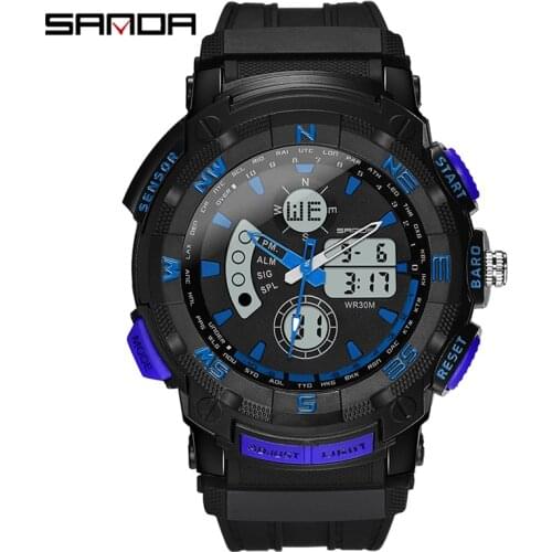 SANDA Waterproof Mens Sports Watch LED Digital Watches Top Brand Electronic Wristwatch Fashion Outdoor Military Watch For Mens