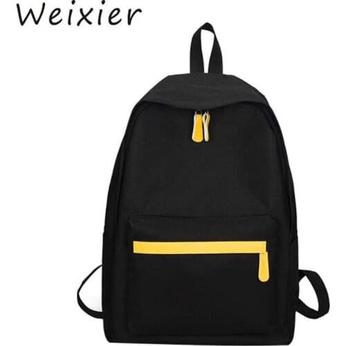 WEIXIER 2019 New droopshipping Casual Women Backpack College Style Canvas Zipper Shoulder School Backpack sac a dos femme V4-25