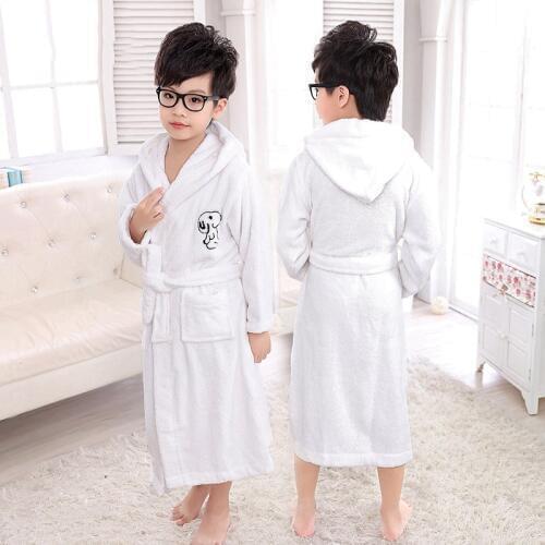 Kids Bathrobe Boys Cotton bath robe hooded Thick Winter Nightwear cartoon Pajamas Children Sleepwear soft Towel warm winter