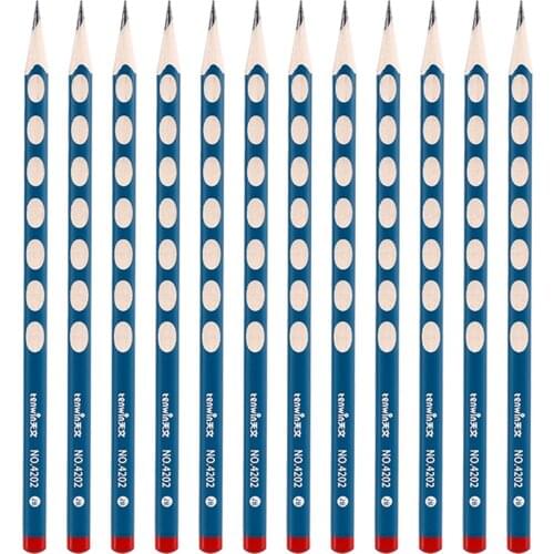 12PCS Writing Drawing Pencils Correction Grip Pencil Posture Correction Elementary School Stationery Professional Exam Pencil