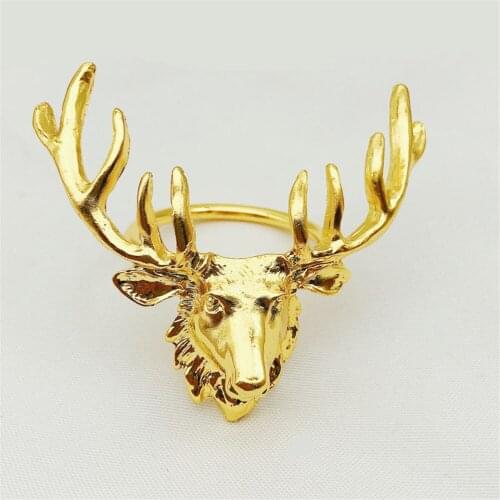 12PCS/Metal Christmas Deer Napkin Ring Desktop Decoration Used for Cocktail Party, Wedding Banquet, Holiday Party